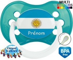 Drapeau argentine + prénom: Sucette Anatomique-su7.fr