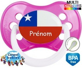 Drapeau chili + prénom: Sucette Anatomique-su7.fr