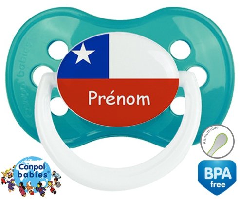 Drapeau chili + prénom: Sucette Anatomique-su7.fr
