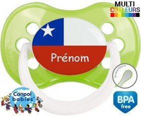 Drapeau chili + prénom: Sucette Anatomique-su7.fr