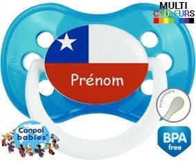 Drapeau chili + prénom: Sucette Anatomique-su7.fr