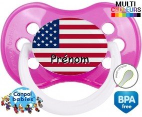 Drapeau etats unis + prénom: Sucette Anatomique-su7.fr