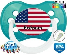 Drapeau etats unis + prénom: Sucette Anatomique-su7.fr