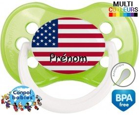 Drapeau etats unis + prénom: Sucette Anatomique-su7.fr