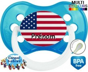 Drapeau etats unis + prénom: Sucette Anatomique-su7.fr