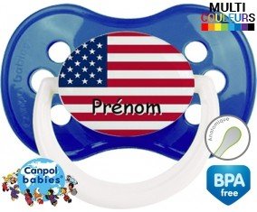 Drapeau etats unis + prénom: Sucette Anatomique-su7.fr