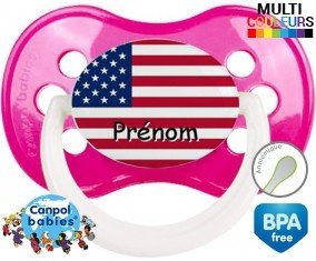 Drapeau etats unis + prénom: Sucette Anatomique-su7.fr