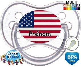 Drapeau etats unis + prénom: Sucette Anatomique-su7.fr