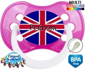 Drapeau angleterre + prénom: Sucette Anatomique-su7.fr