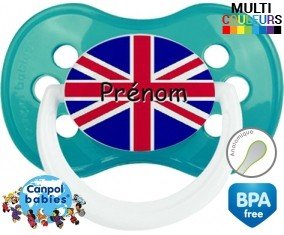 Drapeau angleterre + prénom: Sucette Anatomique-su7.fr