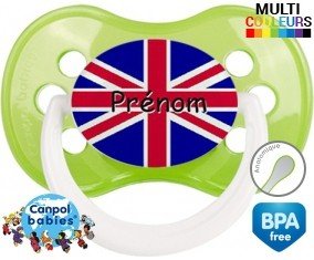 Drapeau angleterre + prénom: Sucette Anatomique-su7.fr