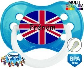 Drapeau angleterre + prénom: Sucette Anatomique-su7.fr