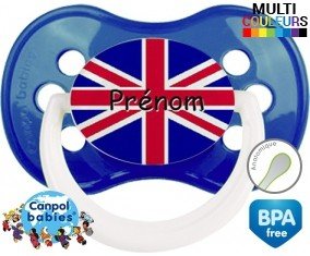 Drapeau angleterre + prénom: Sucette Anatomique-su7.fr