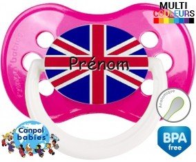 Drapeau angleterre + prénom: Sucette Anatomique-su7.fr