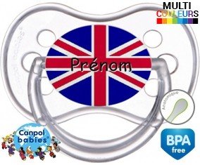 Drapeau angleterre + prénom: Sucette Anatomique-su7.fr