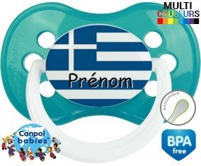 Drapeau grèce + prénom: Sucette Anatomique-su7.fr