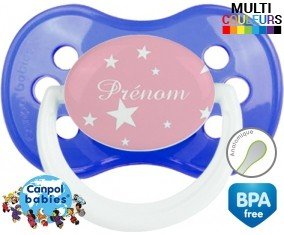 Étoile sur fond rose + prénom: Sucette Anatomique-su7.fr