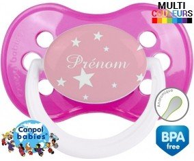Étoile sur fond rose + prénom: Sucette Anatomique-su7.fr