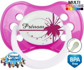 Fleur rose + prénom: Sucette Anatomique-su7.fr