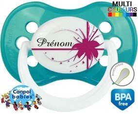 Fleur rose + prénom: Sucette Anatomique-su7.fr