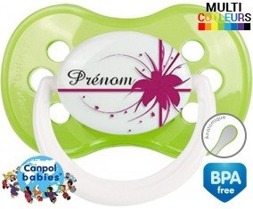Fleur rose + prénom: Sucette Anatomique-su7.fr