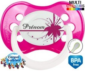 Fleur rose + prénom: Sucette Anatomique-su7.fr