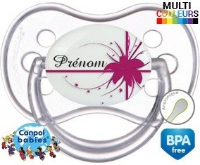 Fleur rose + prénom: Sucette Anatomique-su7.fr
