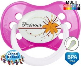 Fleur orange + prénom: Sucette Anatomique-su7.fr