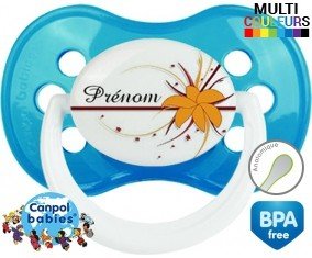 Fleur orange + prénom: Sucette Anatomique-su7.fr
