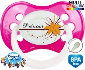 Fleur orange + prénom: Sucette Anatomique-su7.fr