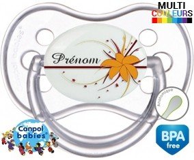 Fleur orange + prénom: Sucette Anatomique-su7.fr