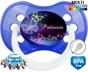 Tetine Papillon de nuit + prénom embout Anatomique personnalisée