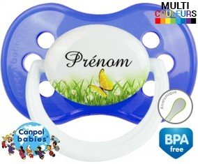 Papillon vert + prénom: Sucette Anatomique-su7.fr