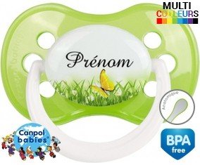 Papillon vert + prénom: Sucette Anatomique-su7.fr