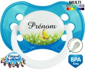Papillon vert + prénom: Sucette Anatomique-su7.fr