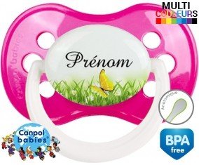Papillon vert + prénom: Sucette Anatomique-su7.fr