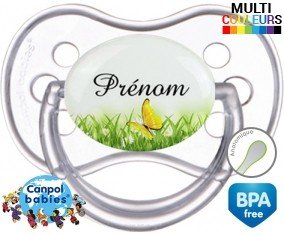 Papillon vert + prénom: Sucette Anatomique-su7.fr