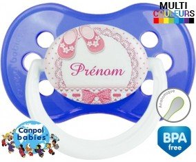 Tetine Chausson (fille) + prénom embout Anatomique personnalisée