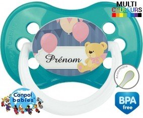 Ourson et ballon + prénom: Sucette Anatomique-su7.fr