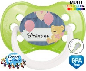 Ourson et ballon + prénom: Sucette Anatomique-su7.fr