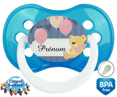 Ourson et ballon + prénom: Sucette Anatomique-su7.fr