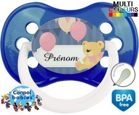 Ourson et ballon + prénom: Sucette Anatomique-su7.fr