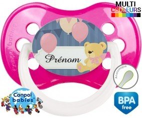 Ourson et ballon + prénom: Sucette Anatomique-su7.fr