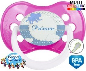 Elephant bleu + prénom: Sucette Anatomique-su7.fr
