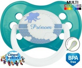 Elephant bleu + prénom: Sucette Anatomique-su7.fr