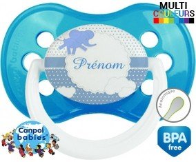 Elephant bleu + prénom: Sucette Anatomique-su7.fr