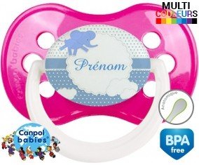 Elephant bleu + prénom: Sucette Anatomique-su7.fr