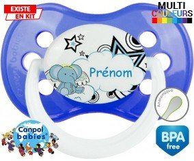 Eléphant style3 + prénom : Sucette Anatomique personnalisée