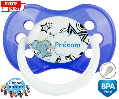 Eléphant style3 + prénom: Sucette Anatomique-su7.fr