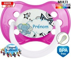 Eléphant style3 + prénom: Sucette Anatomique-su7.fr